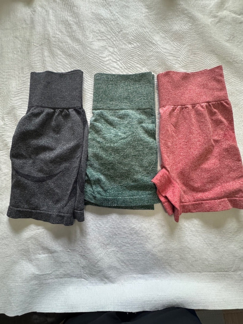 High-Waist Athletic Shorts - Black, Green, Pink Small